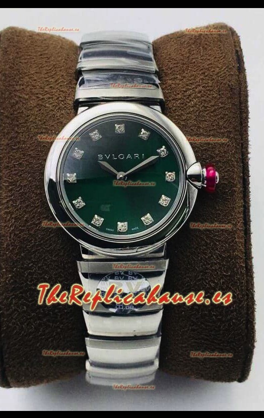 Bvlgari LVCEA Edition Reloj en Acero Inoxidable Dial Verde - Réplica a Espejo 1:1