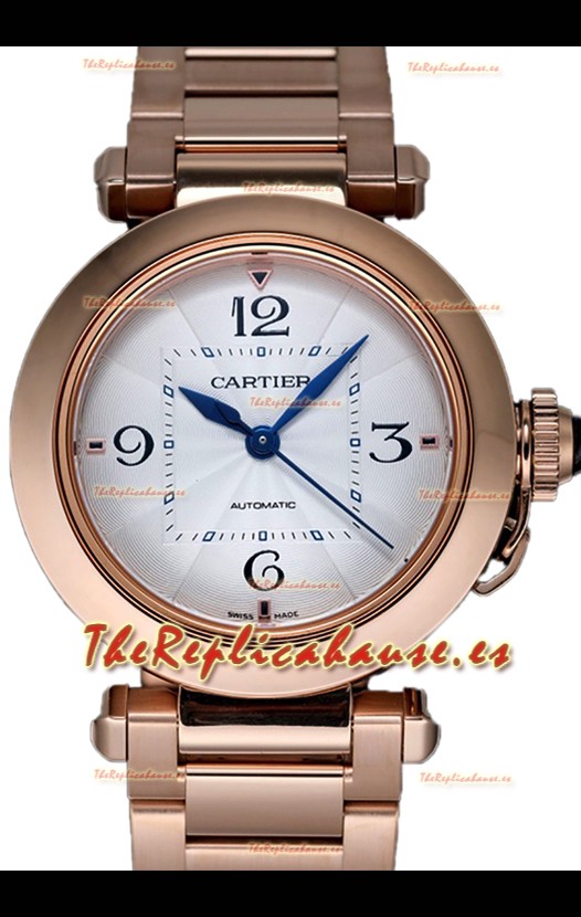 Pasha De Cartier Calidad Espejo 1:1 Reloj Automático Réplica Suiza 35MM Oro Rosado
