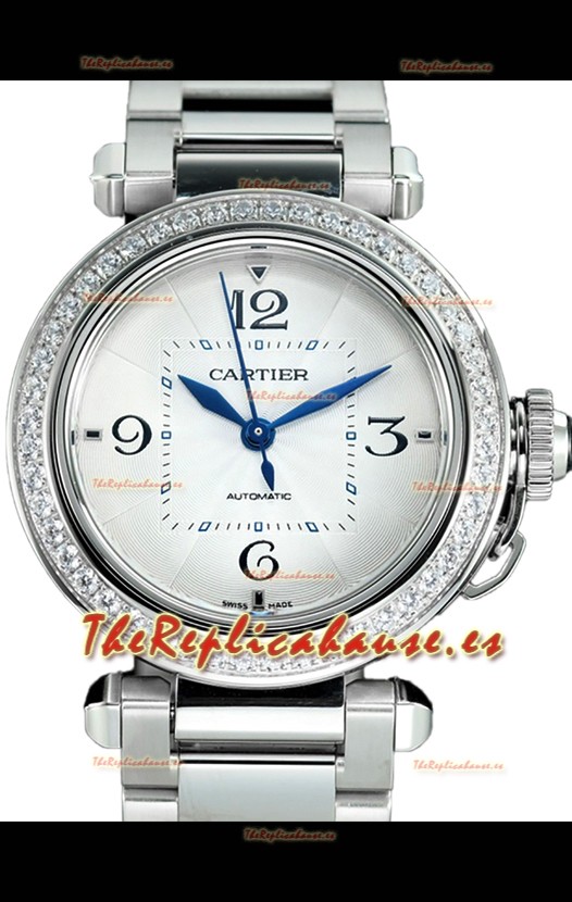 Pasha De Cartier Calidad Espejo 1:1 Reloj Automático Réplica Suiza 35MM Acero Inoxidable