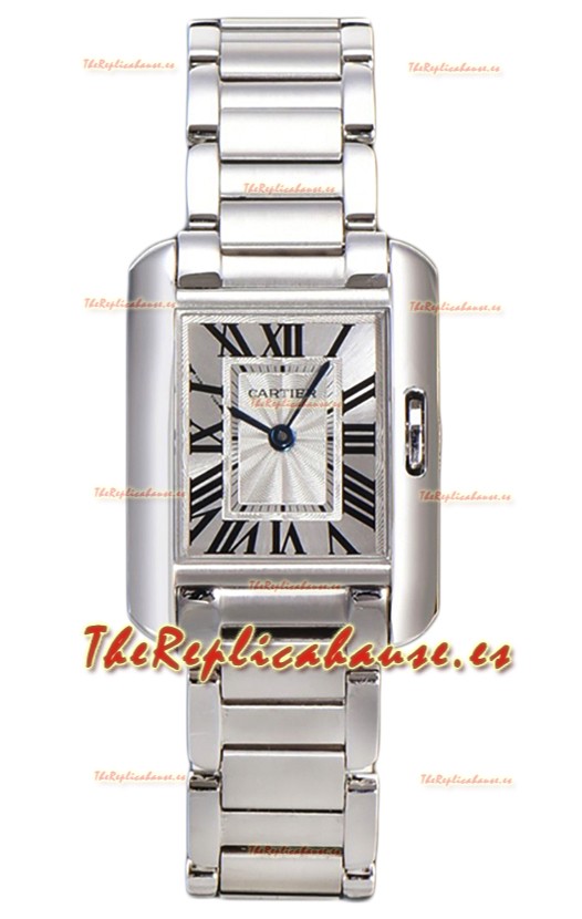 Cartier Tank Anglaise Reloj de Acero en Correa de Acero Reloj Suizo de Cuarzo 30MM 