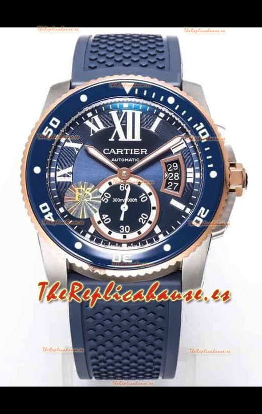 Calibre De Cartier Reloj 42MM Dial Azul Caja Acero - Reloj Réplica Espejo 1:1