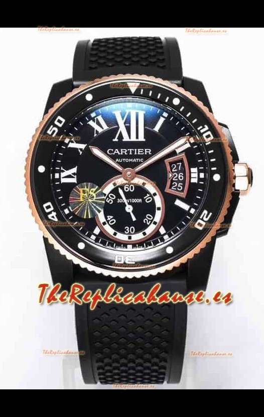 Calibre De Cartier Watch 42MM Dial Azul Caja Revestida PVD - Reloj Réplica Espejo 1:1