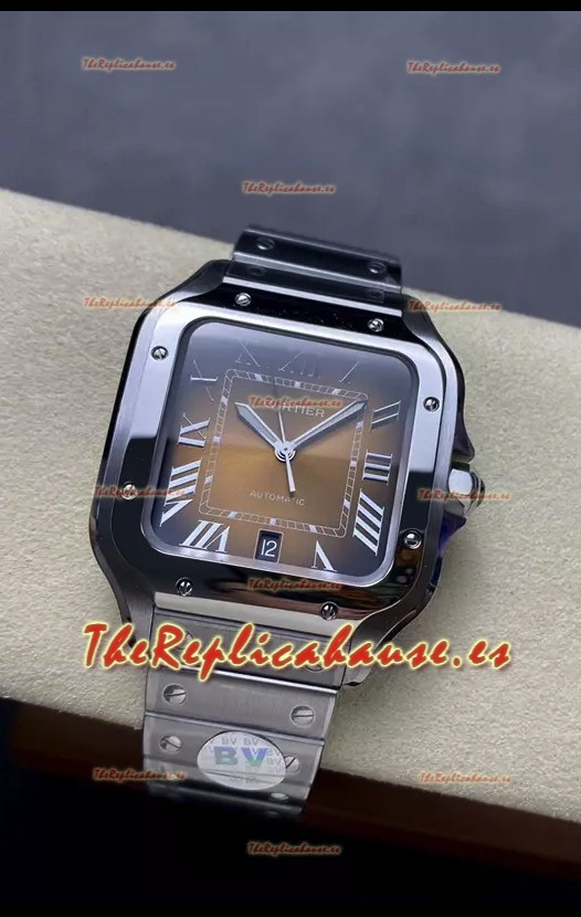 Cartier Santos De Cartier Acero 904L Dial Marrón Réplica Espejo 1:1 - 40MM Reloj Acero Inoxidable