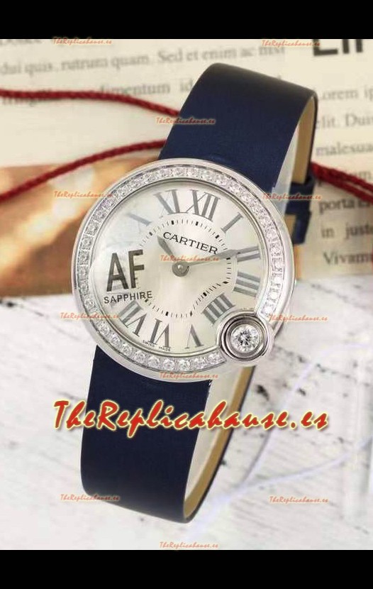 Ballon Blanc De Cartier Reloj Réplica de Cuarzo Suizo en Caja de Acero Correa de Tela