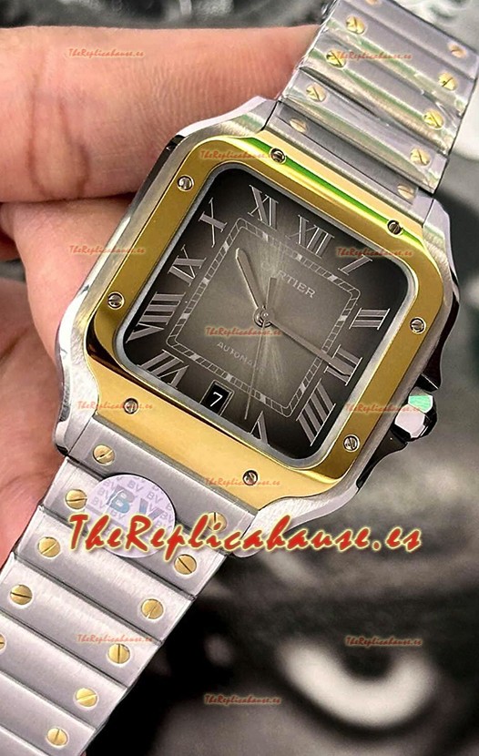 Cartier Santos De Cartier Dial Acero 904L Marrón Dos Tonos Réplica Espejo 1:1 - 40MM Reloj Acero Inoxidable