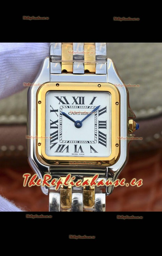 Cartier Edición PANTHERE Réplica a Espejo 1:1 2 Tonos Oro Amarillo Dial Blanco