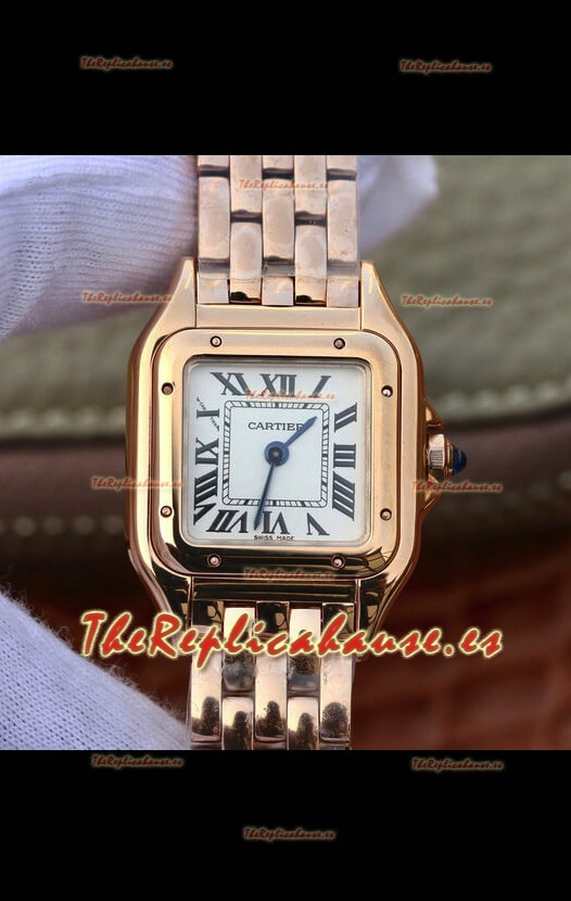 Cartier Edición PANTHERE Réplica a Espejo 1:1 Reloj Suizo Oro Rosado Dial Blanco