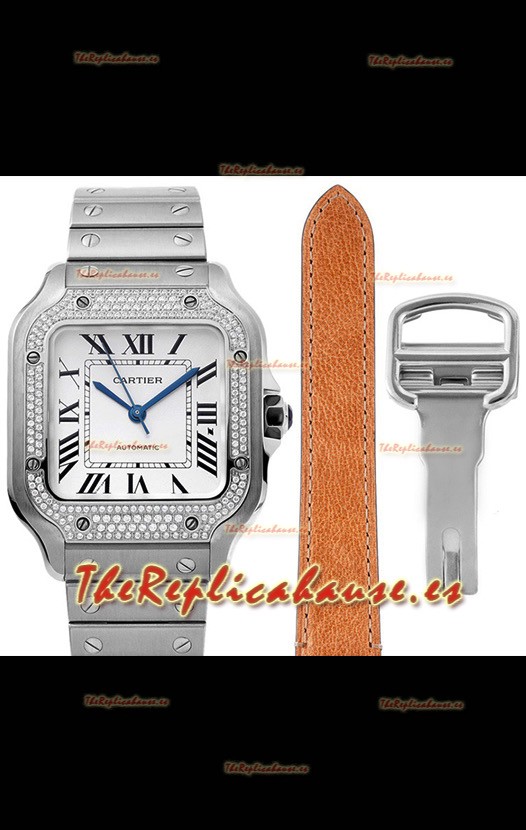 Cartier "Santos De Cartier" Mens XL Reloj Réplica a Espejo 1:1 Caja en Acero Inoxidable