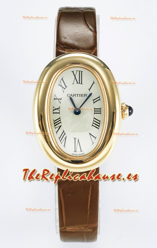 Cartier Baignoire Oro Amarillo Reloj Réplica Suizo Super Clone 1:1 Correa Marrón