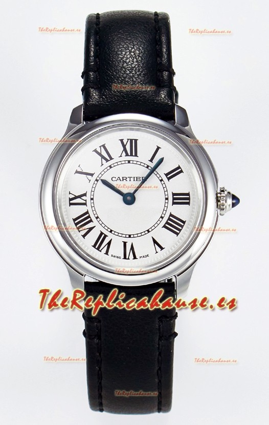 Ronde De Cartier Super Clone 29MM Reloj Réplica Suizo Dial Blanco chapado en Plateado