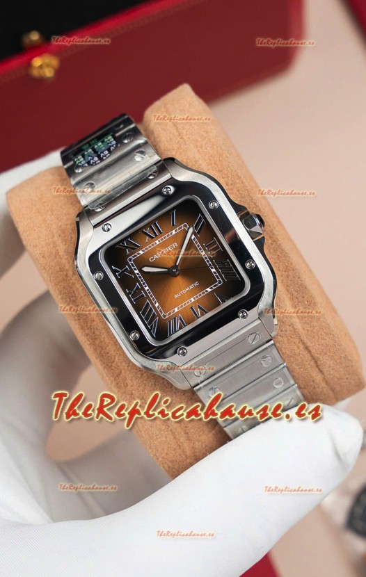Cartier Santos De Cartier Acero 904L Dial Marrón Reloj Réplica Espejo 1:1 - 35MM Acero Inoxidable