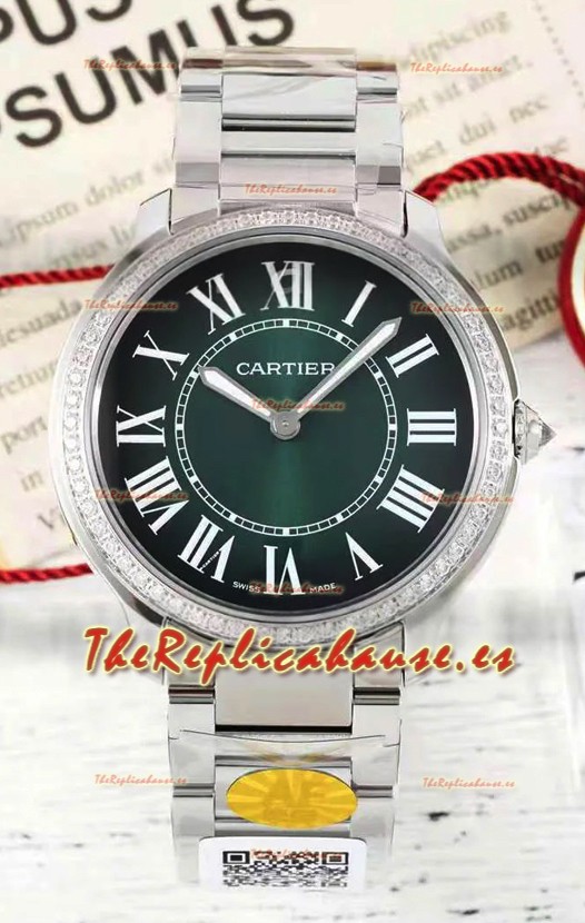 Cartier Ronde Must 36MM Cuarzo Suizo Dial Verde Reloj Réplica Suizo Espejo 1:1 