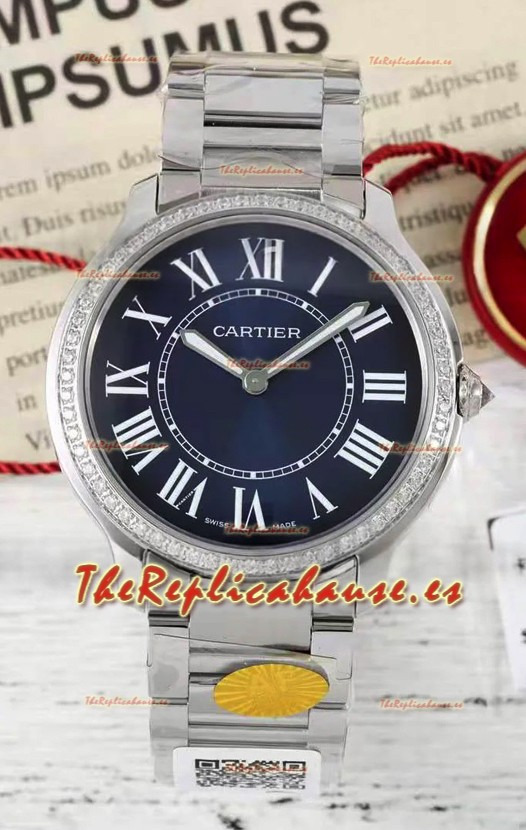 Cartier Ronde Must 36MM Cuarzo Suizo Dial Azul Reloj Réplica Suizo Espejo 1:1 