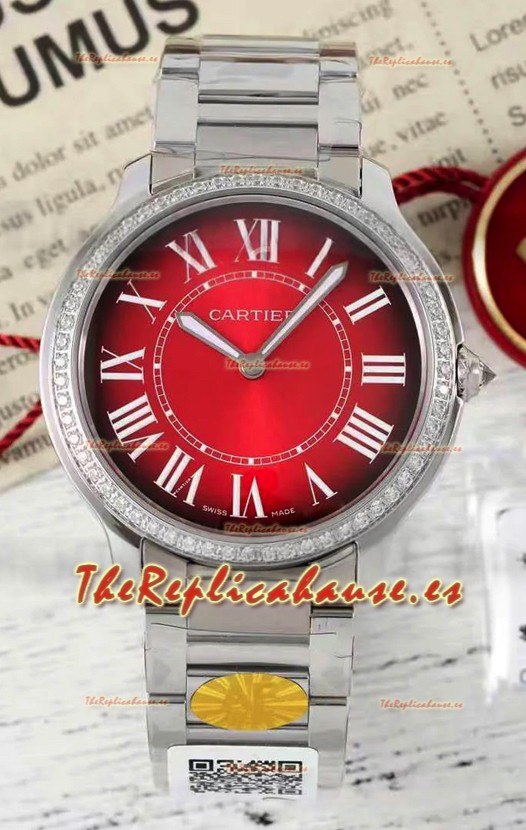 Cartier Ronde Must 36MM Cuarzo Suizo Dial Rojo Reloj Réplica Suizo Espejo 1:1 