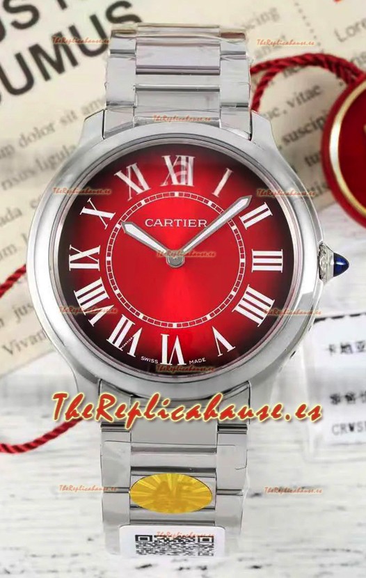 Cartier Ronde Must 36MM Cuarzo Suizo Dial Rojo Reloj Réplica Suizo Espejo 1:1 