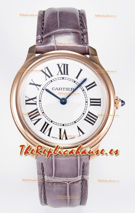 Ronde Louis Cartier Super Clone 36MM Reloj Oro Rosado en Movimiento de Cuarzo Suizo