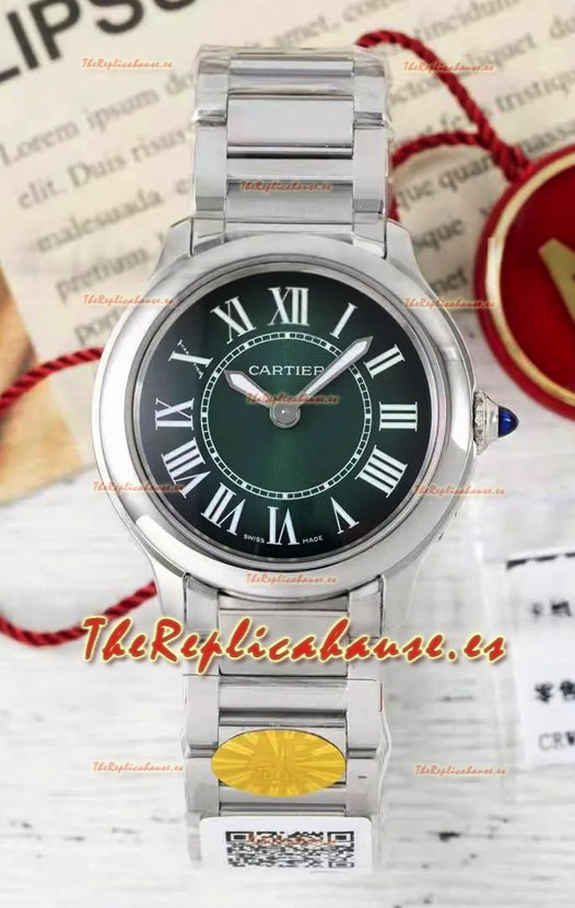 Cartier Ronde Must 29MM Cuarzo Suizo Dial Verde Reloj Réplica Suizo Espejo 1:1 