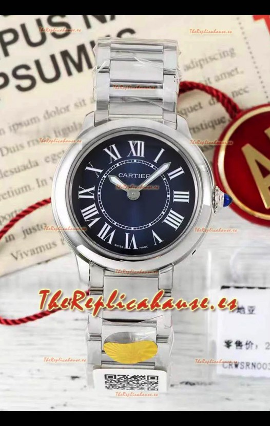Cartier Ronde Must 29MM Cuarzo Suizo Dial Azul Reloj Réplica Suizo Espejo 1:1 
