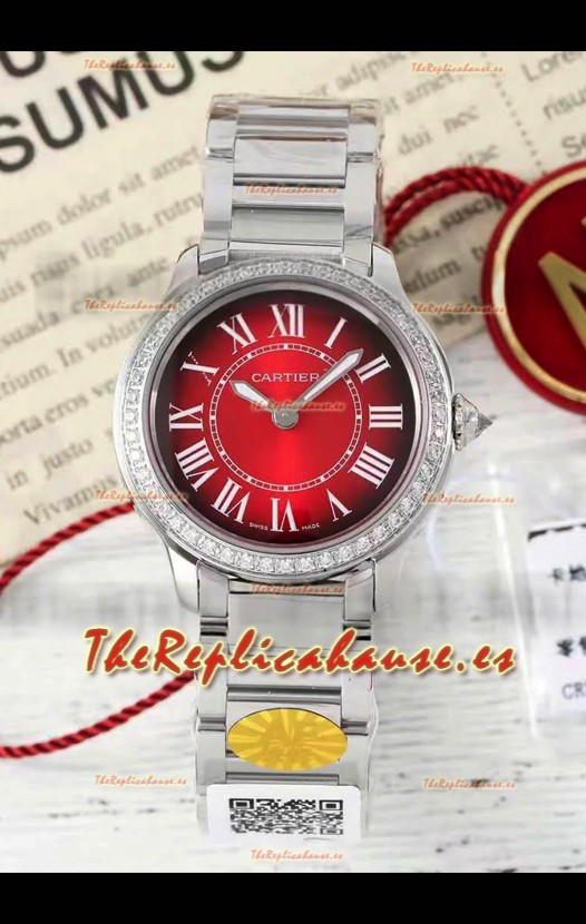 Cartier Ronde Must 29MM Cuarzo Suizo Dial Rojo Reloj Réplica Suizo Espejo 1:1 
