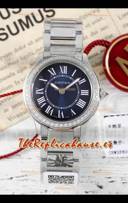 Cartier Ronde Must 29MM Cuarzo Suizo Dial Azul Reloj Réplica Suizo Espejo 1:1 