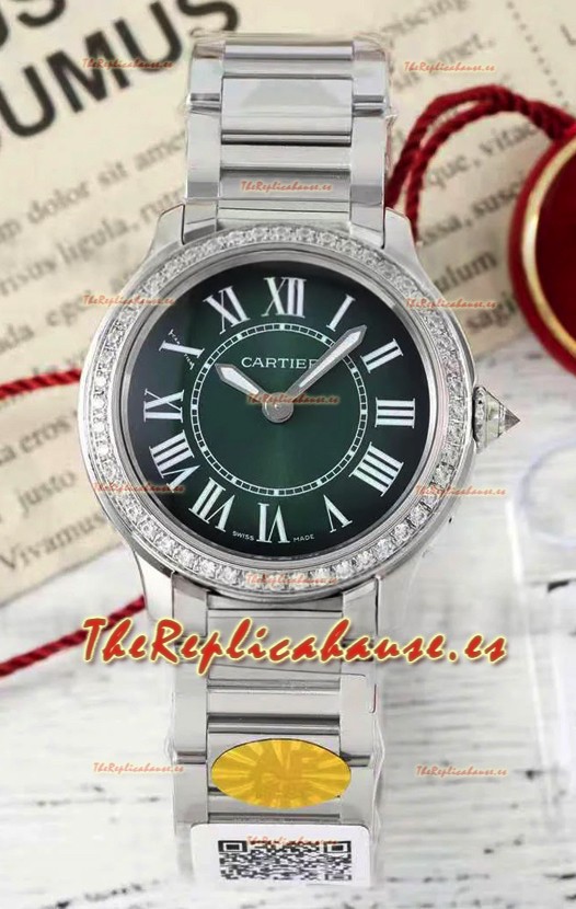 Cartier Ronde Must 29MM Cuarzo Suizo Dial Verde Reloj Réplica Suizo Espejo 1:1 