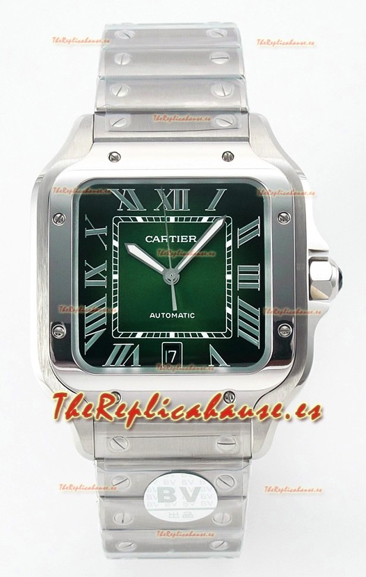 Cartier Santos De Cartier Acero 904L Dial Verde Super Clone Reloj Réplica 40MM