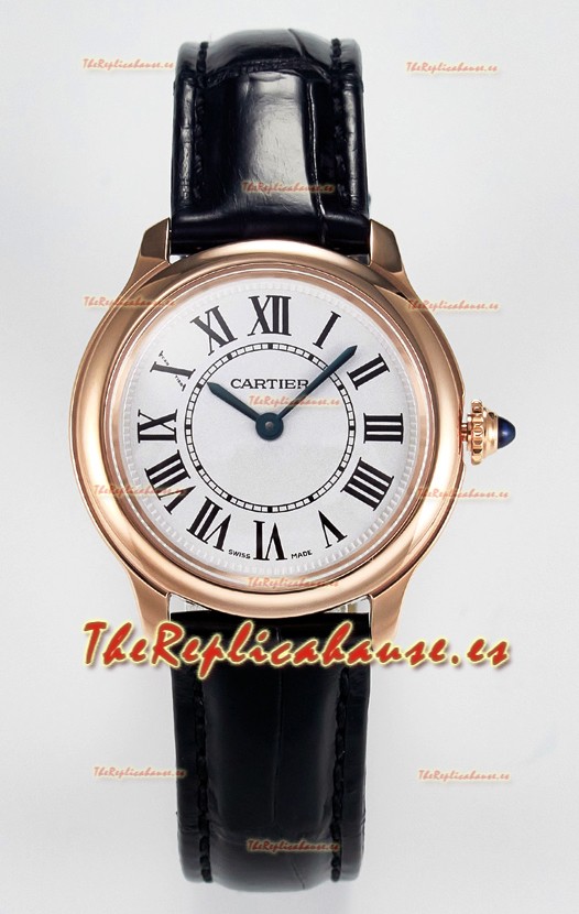 Ronde Louis Cartier Super Clone 29MM Reloj Oro Rosado en Movimiento de Cuarzo Suizo