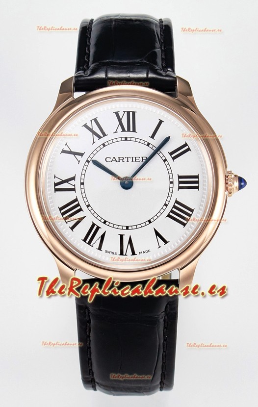 Ronde Louis Cartier Super Clone 36MM Reloj Oro Rosado en Movimiento de Cuarzo Suizo