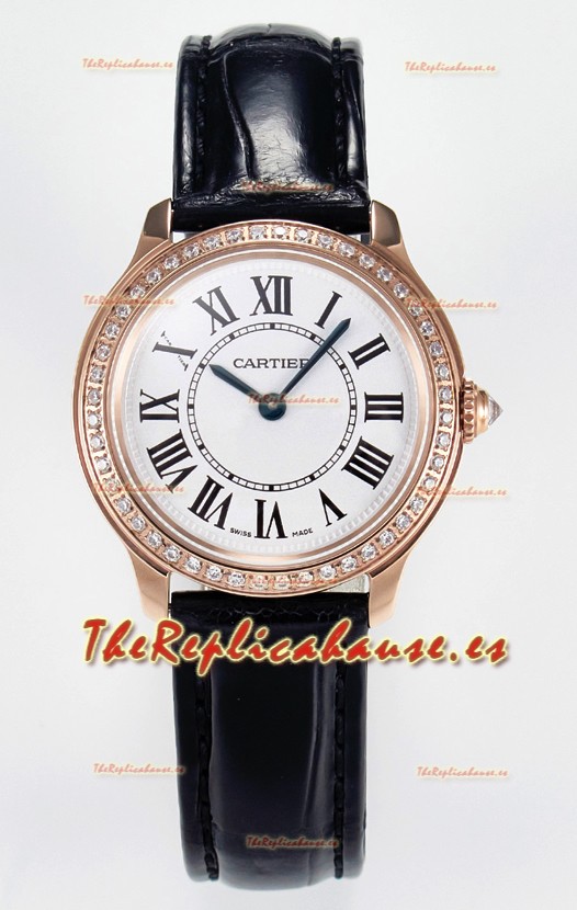 Ronde Louis Cartier Super Clone 29MM Reloj Oro Rosado en Movimiento de Cuarzo Suizo