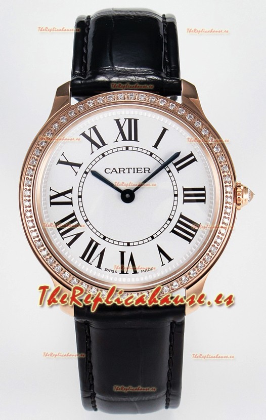 Ronde Louis Cartier Super Clone 36MM Reloj Oro Rosado en Movimiento de Cuarzo Suizo