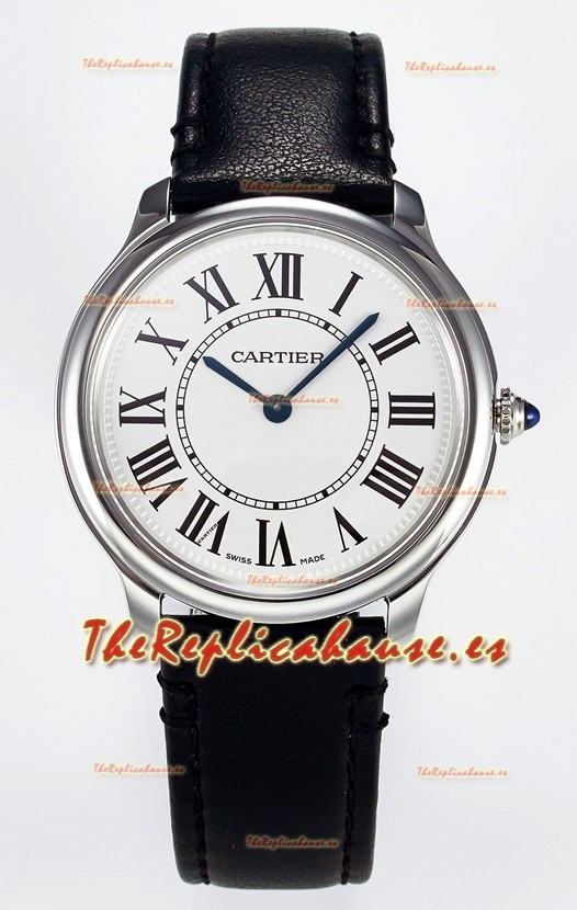 Ronde De Cartier Super Clone 36MM Reloj Réplica Suizo con Dial Blanco chapado en Plateado