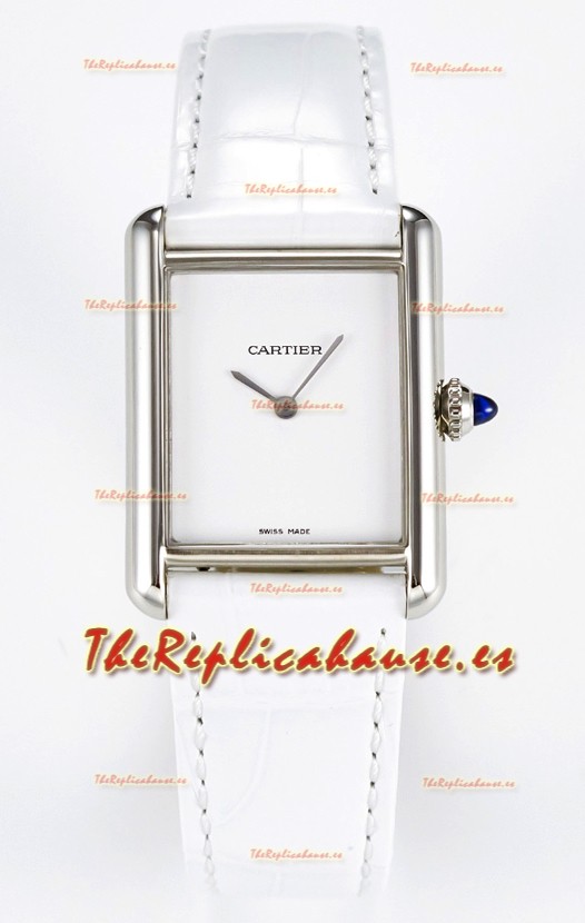 Tank Must Cartier Super Clone Edition 29MM Reloj en Caja Acero Dial Blanco 