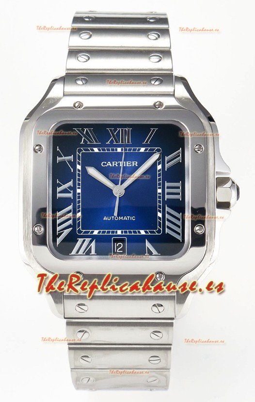 Cartier Santos De Cartier Acero 904L Dial Azul Reloj Super Clone Replica 40MM 