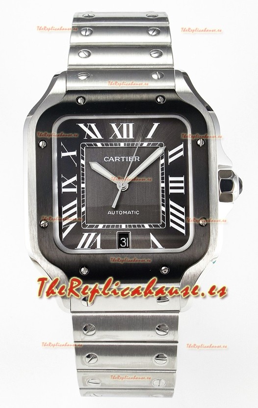 Cartier Santos De Cartier Acero 904L Dial Gris Reloj Super Clone Replica 40MM