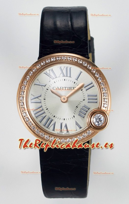 Ballon Blanc De Cartier Reloj Super Clone 30MM en Caja Oro Rosado