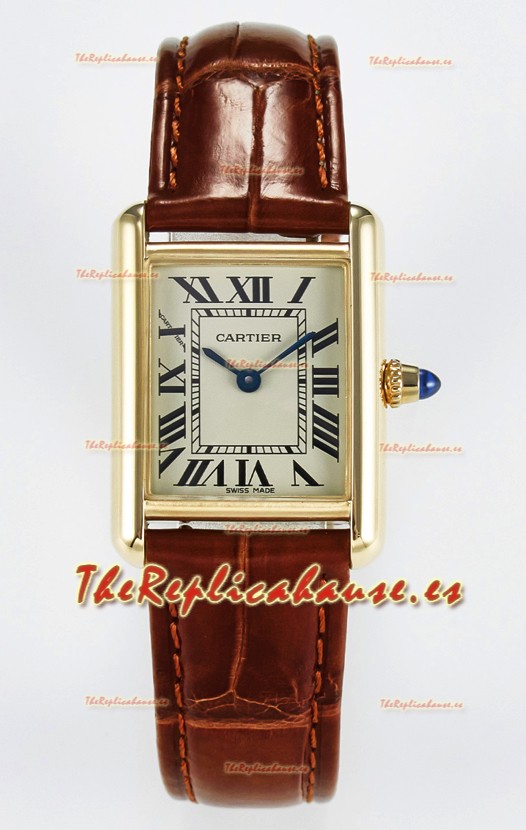 Tank Must Cartier Super Clone Edition 29MM Reloj en Caja Oro Amarillo
