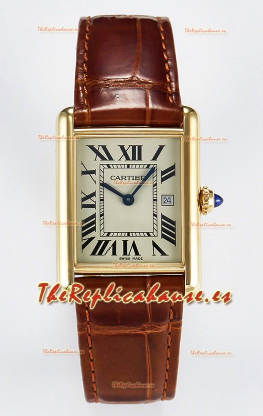 Tank Must Cartier Super Clone Edition 33.7 Reloj en Caja Oro Amarillo