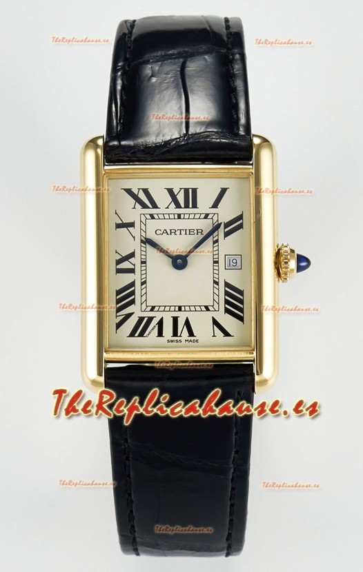 Tank Must Cartier Super Clone Edition 33.7 Reloj en Caja Oro Amarillo