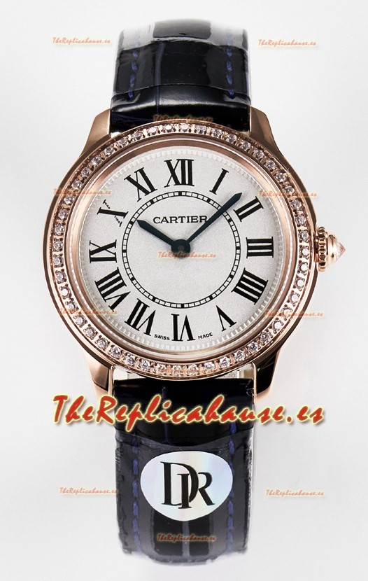 Ronde Louis Cartier Super Clone 29MM Reloj Oro Rosado en Movimiento de Cuarzo Suizo