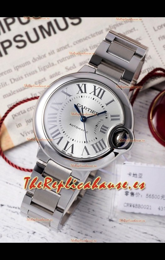 Ballon De Cartier Reloj Suizo Automático Dial Acero Calidad Espejo 33MM en Acero Inoxidable 