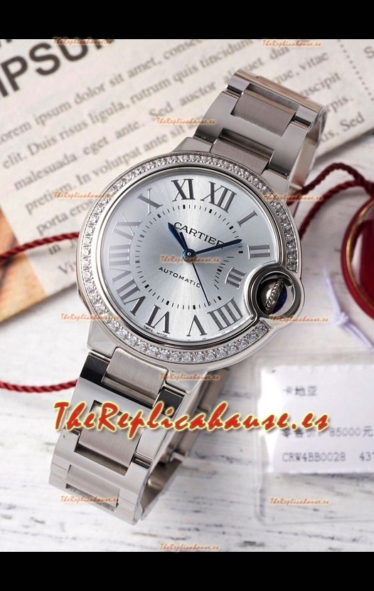 Ballon De Cartier Reloj Suizo Automático Dial Acero Calidad Espejo 33MM en Acero Inoxidable 