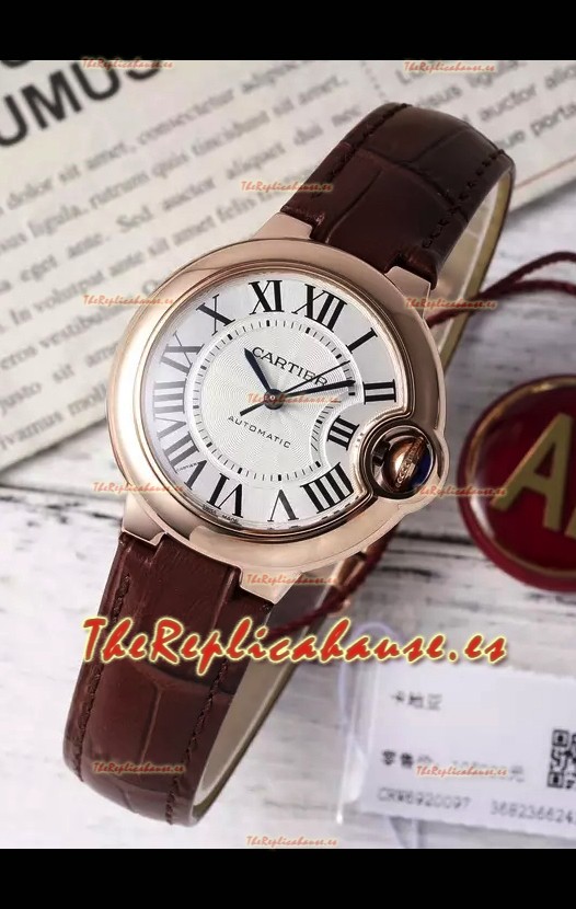 Ballon De Cartier Reloj Suizo Automático Calidad Espejo 1:1 33MM chapado en Oro Rosado