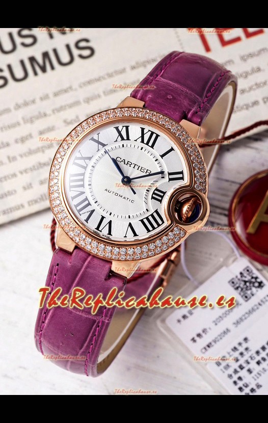 Ballon De Cartier Reloj Suizo Automático Calidad Espejo 1:1 33MM chapado en Oro Rosado