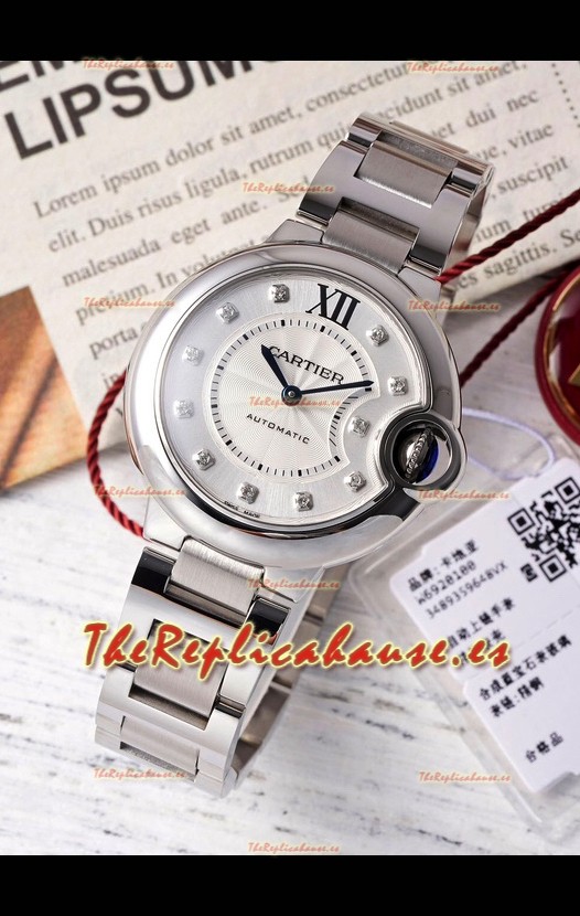 Ballon De Cartier Suizo Automático 1:1 Calidad Espejo 33MM en Caja Acero