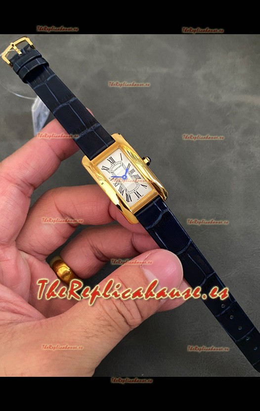 Cartier Tank Americaine Ladies Reloj Cuarzo Suizo Réplica Espejo 1:1 Caja Oro Amarillo