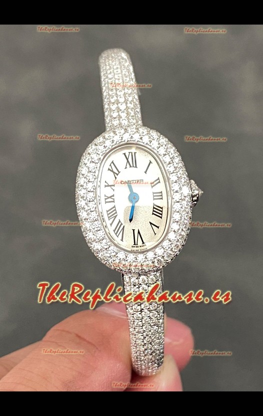 Baignoire De Cartier Pavimentado en Diamantes Reloj Réplica Cuarzo Super Clone