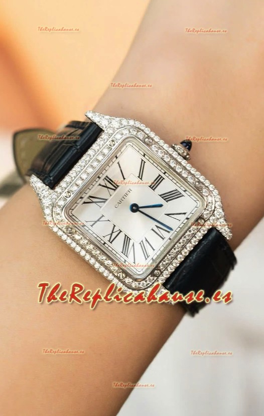 Cartier Santos Dumont 27.5MM Reloj Edición Super Clone Caja en Moissanitas