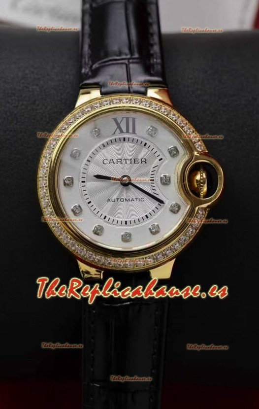 Ballon De Cartier Suizo Automático Calidad Espejo 1:1 33MM chapado en Oro Amarillo
