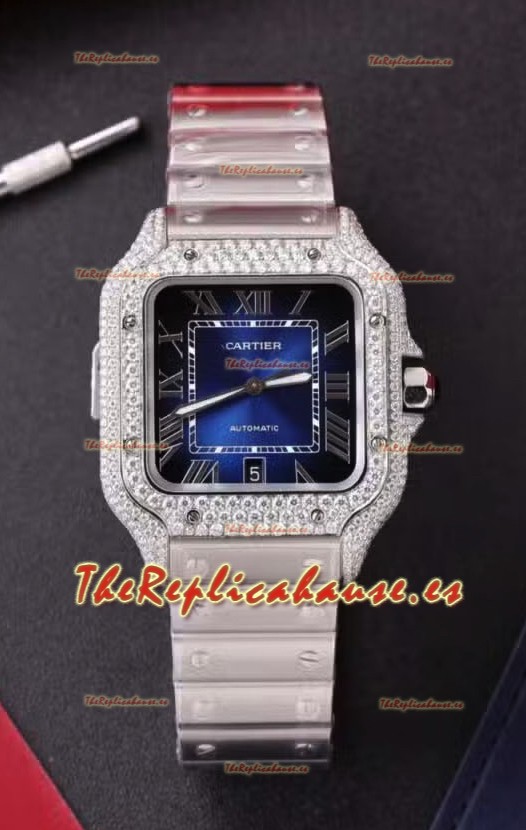 Cartier Santos De Cartier Acero 904L Dial Azul Reloj Super Clone Replica 40MM 