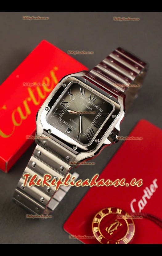 Cartier Santos De Cartier Acero 904L Dial Gris Reloj Super Clone Replica 40MM